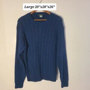 Vintage 80s Gitman Bros Hand Framed Cable Knit Blue Large Sweater